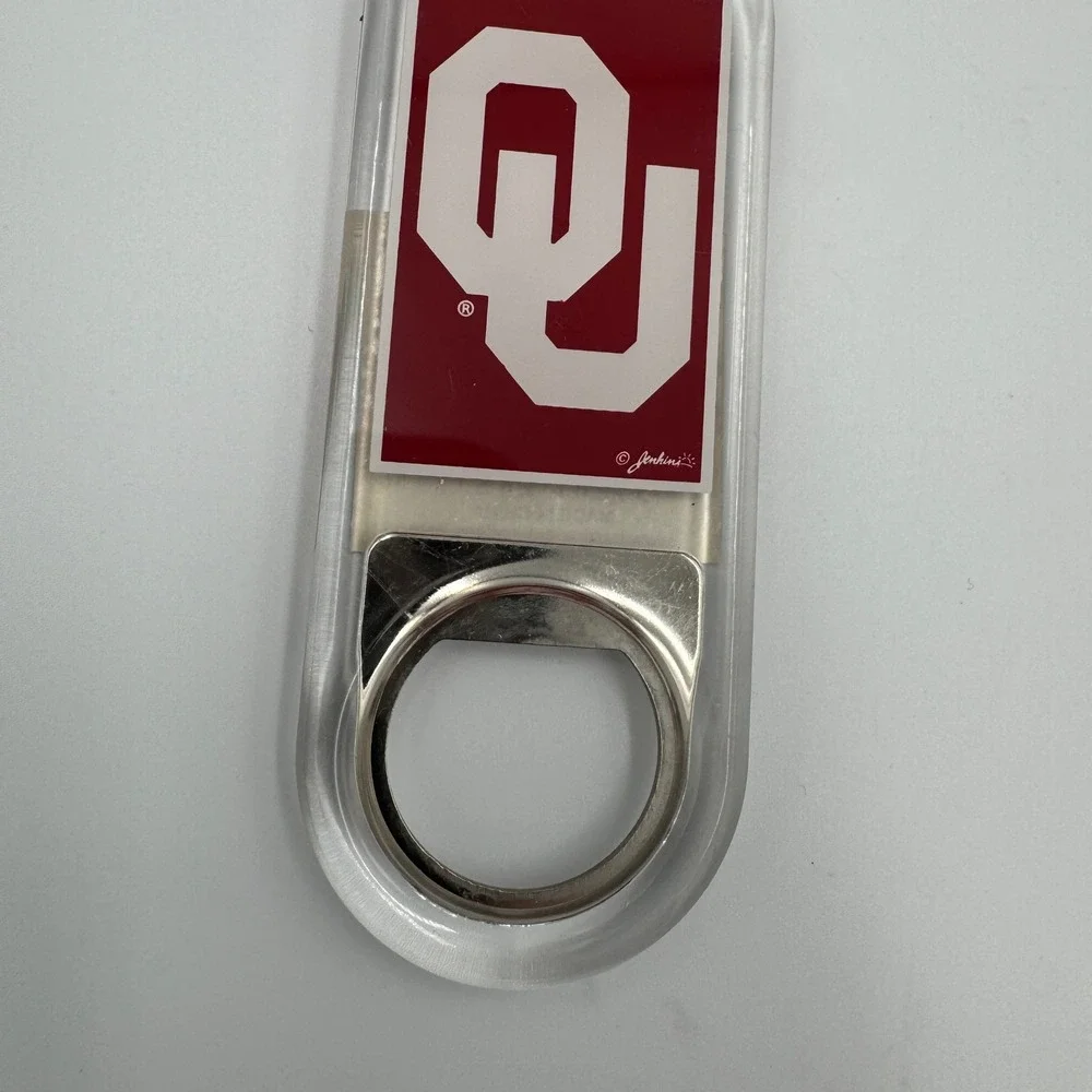 Oklahoma Sooners OU Bottle Opener Keychain Clear Acrylic Jenkins‎ Enterprises